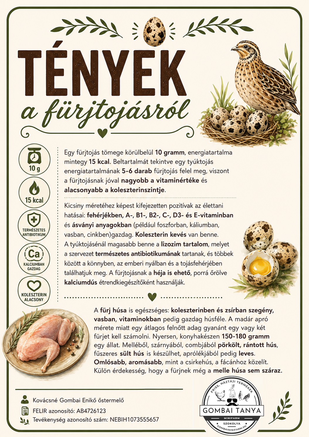 Tények a fürjtojásról – infografika